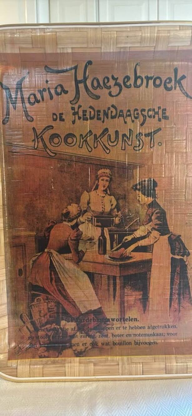 Vintage Nevco Woven Bamboo Serving Tray - Maria Haezebroek Dutch Cookbook Design